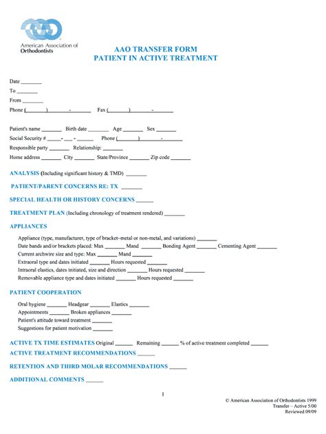 AAO TRANSFER FORM PATIENT IN ACTIVE TREATMENT.